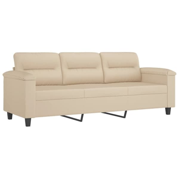 vidaXL sofasæt 2 dele med hynder mikrofiberstof cremefarvet