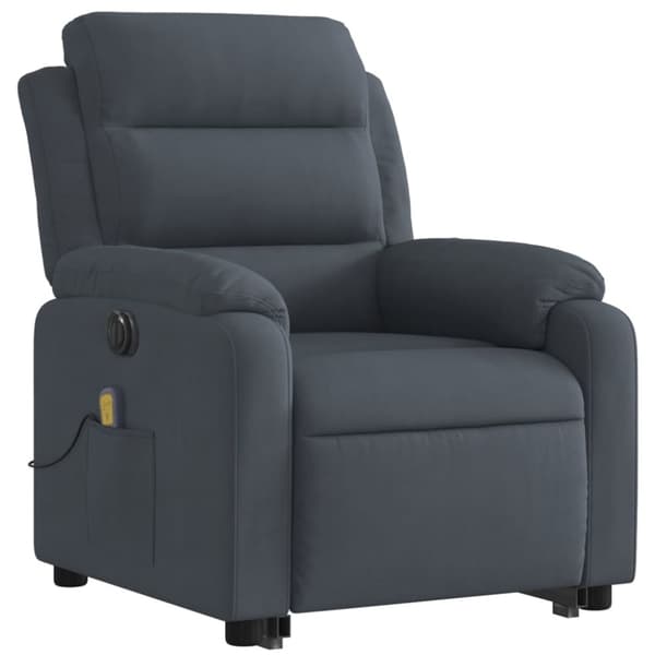 vidaXL massagestol med løftefunktion velour mørkegrå