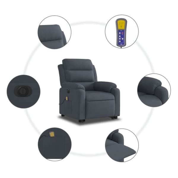 vidaXL massagestol med løftefunktion velour mørkegrå
