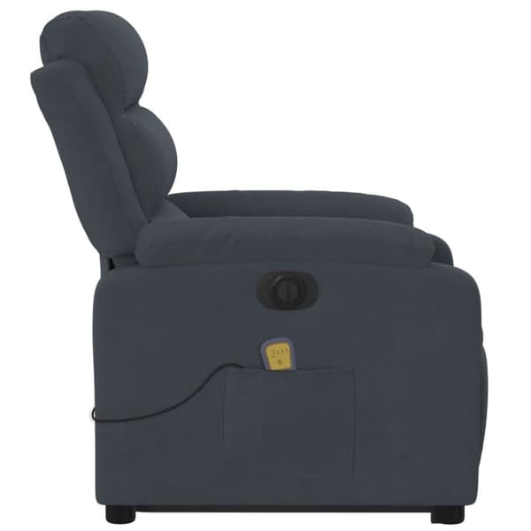 vidaXL massagestol med løftefunktion velour mørkegrå