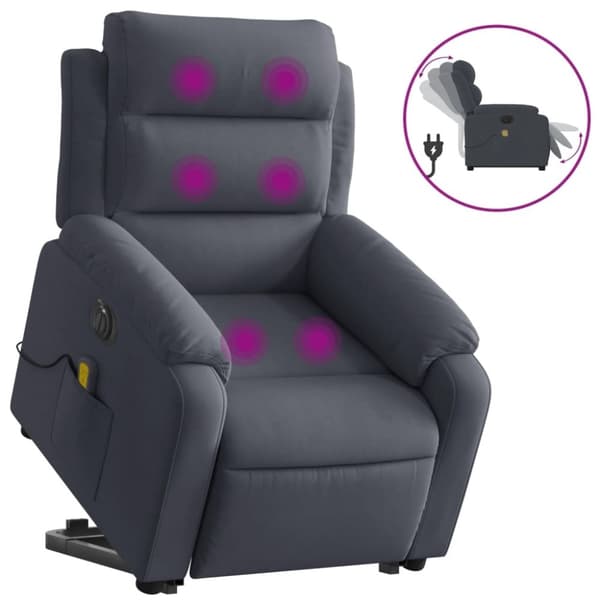vidaXL massagestol med løftefunktion velour mørkegrå
