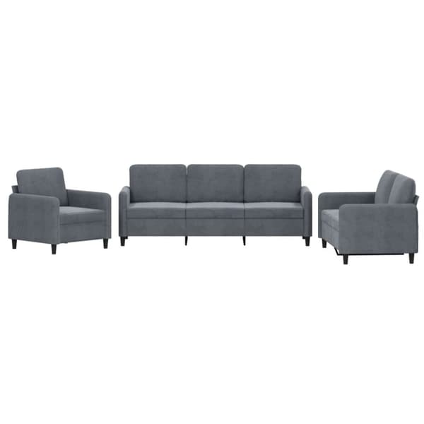 vidaXL sofasæt 3 dele velour mørkegrå