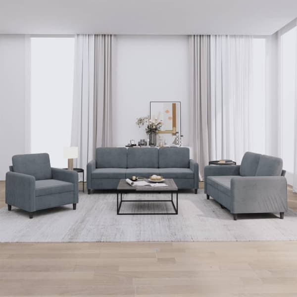 vidaXL sofasæt 3 dele velour mørkegrå
