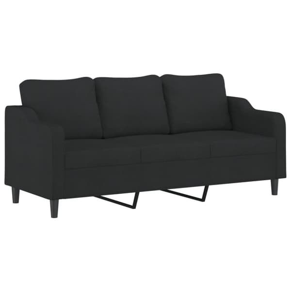 vidaXL sofasæt 3 dele med hynder stof sort