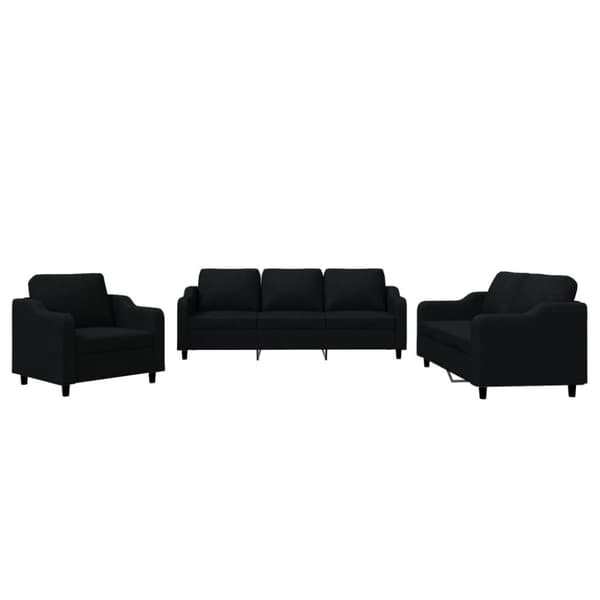 vidaXL sofasæt 3 dele med hynder stof sort