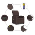 Miniatyrbild 8 av 10: vidaXL Elektrisk massagefåtölj mörkbrun tyg