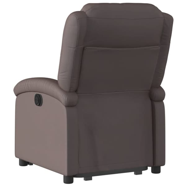vidaXL Reclinerfåtölj med uppresningshjälp mörkbrun äkta läder