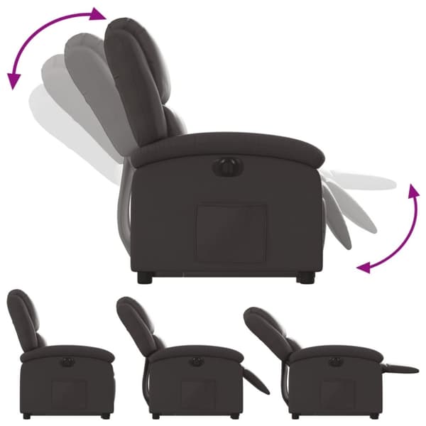 vidaXL Reclinerfåtölj med uppresningshjälp mörkbrun äkta läder