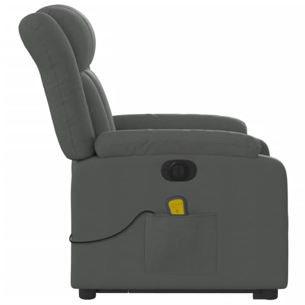 vidaXL Elektrisk massagefåtölj med uppresningshjälp mörkgrå tyg