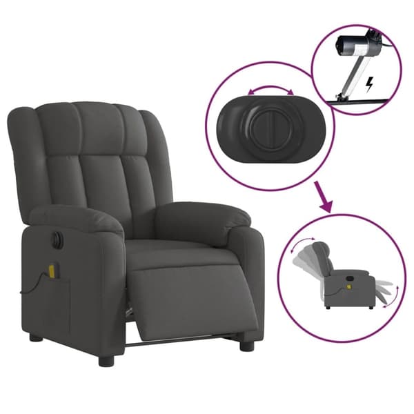 vidaXL Elektrisk massagefåtölj mörkgrå tyg