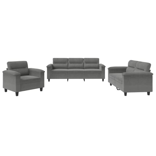 vidaXL sofasæt 3 dele med hynder mikrofiberstof mørkegrå