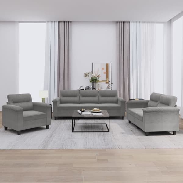 vidaXL sofasæt 3 dele med hynder mikrofiberstof mørkegrå