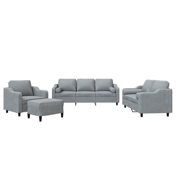 vidaXL sofasæt 4 dele med puder stof lysegrå