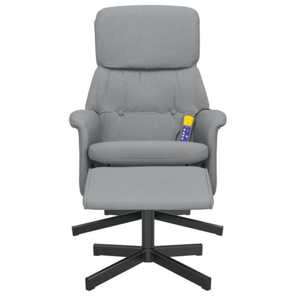 vidaXL Massagefåtölj med fotpall ljusgrå tyg