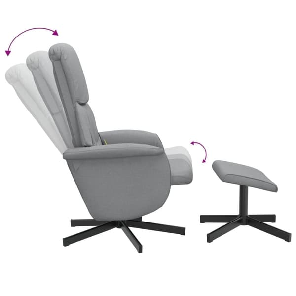 vidaXL Massagefåtölj med fotpall ljusgrå tyg