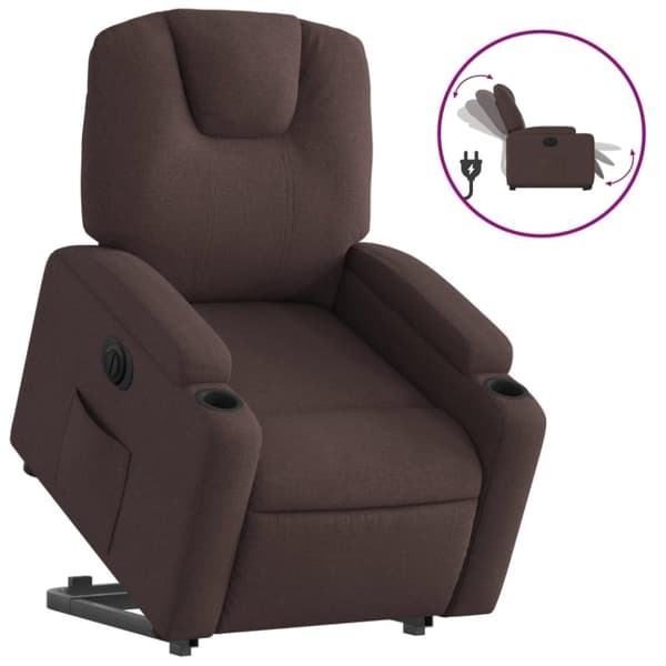 vidaXL Elektrisk reclinerfåtölj med uppresningshjälp brun tyg