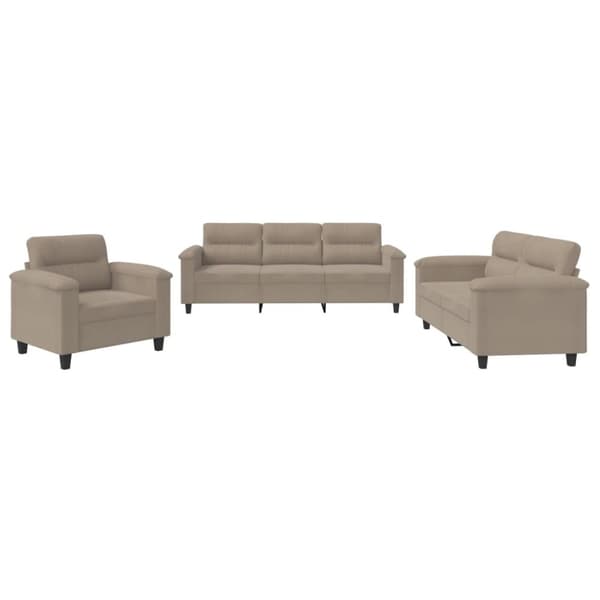 vidaXL Soffgrupp med kuddar 3 delar taupe mikrofibertyg