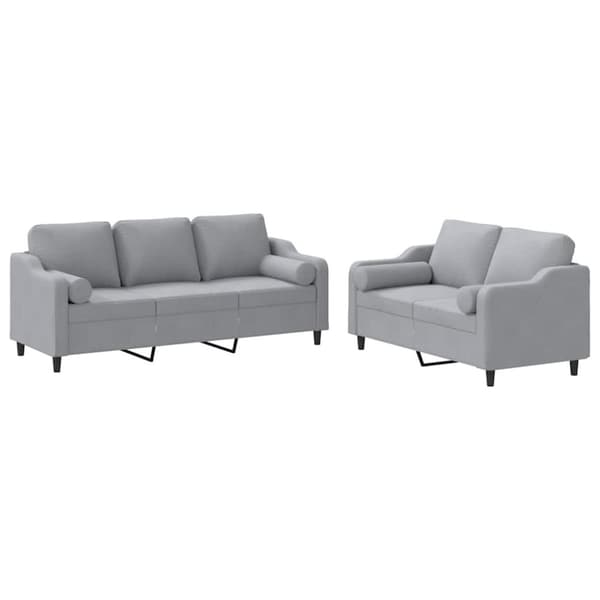 vidaXL sofasæt 2 dele med puder stof lysegrå
