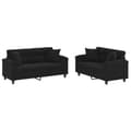 Miniatyrbillede 1 af 8: vidaXL sofasæt 2 dele med puder mikrofiberstof sort