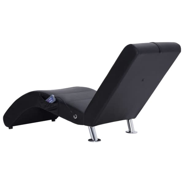 Massageschäslong med kudde svart konstläder