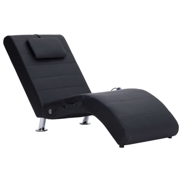 Massageschäslong med kudde svart konstläder