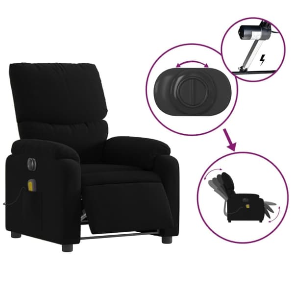 vidaXL eldrevet massagestol stof sort