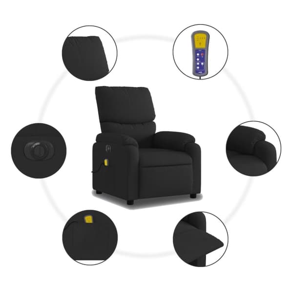 vidaXL eldrevet massagestol stof sort