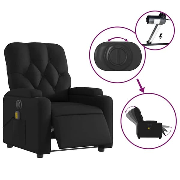 vidaXL Elektrisk massagefåtölj svart konstläder