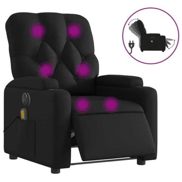 vidaXL Elektrisk massagefåtölj svart konstläder
