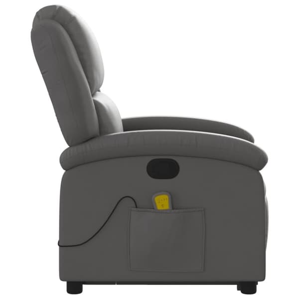 vidaXL Massagefåtölj med uppresningshjälp grå äkta läder