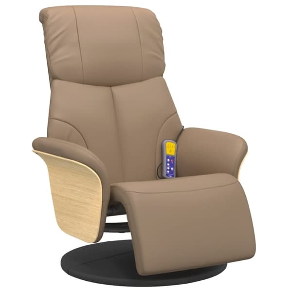 vidaXL Massagefåtölj med fotstöd cappuccino konstläder