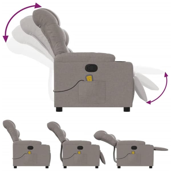 vidaXL Massagefåtölj taupe tyg