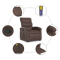 Miniatyrbild 6 av 11: vidaXL Massagefåtölj med uppresningshjälp brun konstläder