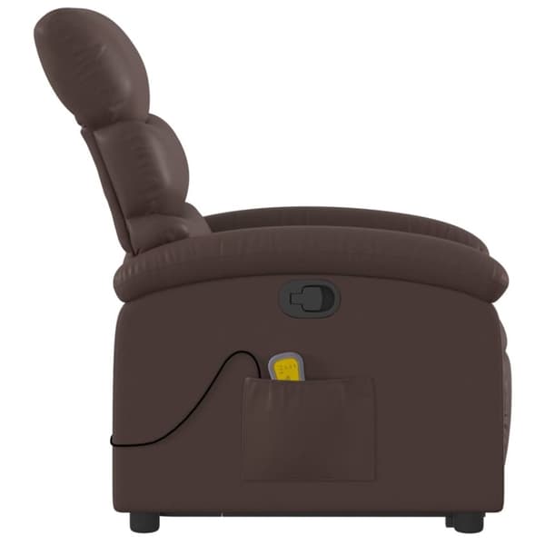 vidaXL Massagefåtölj med uppresningshjälp brun konstläder