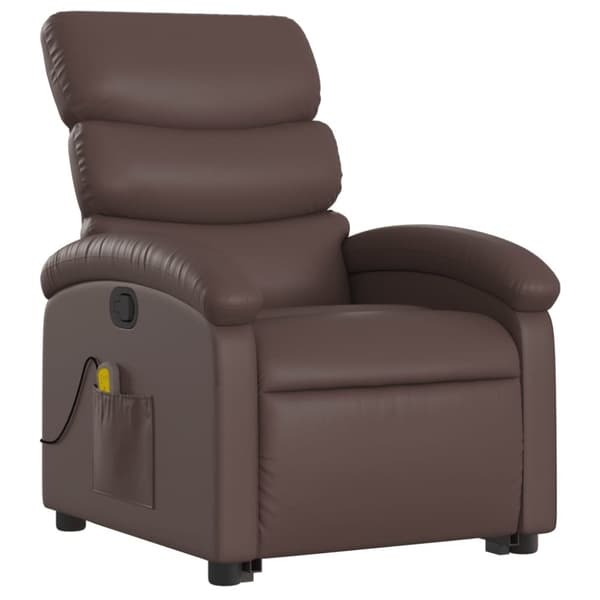 vidaXL Massagefåtölj med uppresningshjälp brun konstläder