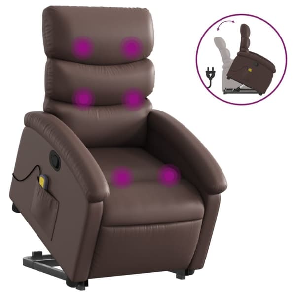 vidaXL Massagefåtölj med uppresningshjälp brun konstläder