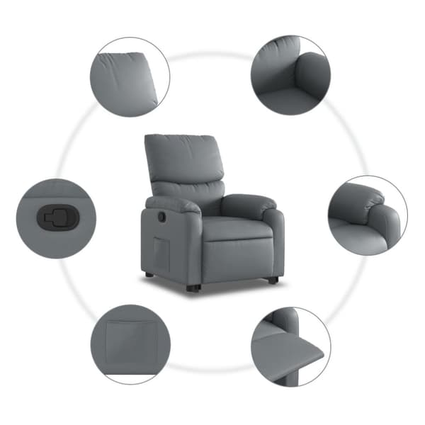 vidaXL Reclinerfåtölj med uppresningshjälp grå konstläder