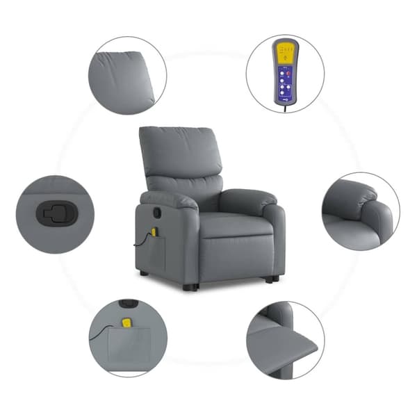 vidaXL løftestol med massagefunktion kunstlæder grå