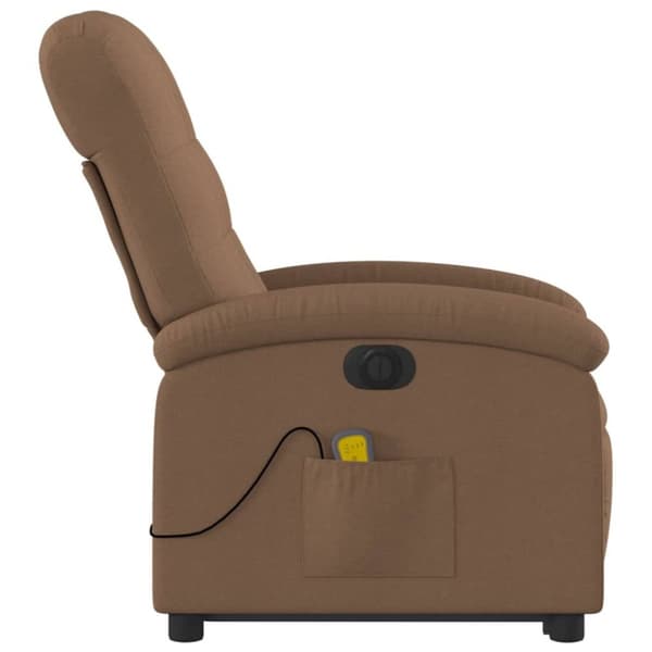 vidaXL Elektrisk massagefåtölj med uppresningshjälp brun tyg