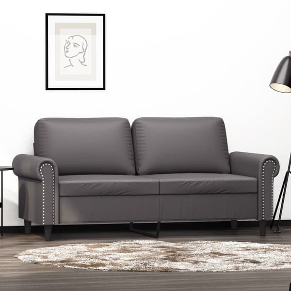 vidaXL 2-sitssoffa grå 140 cm konstläder