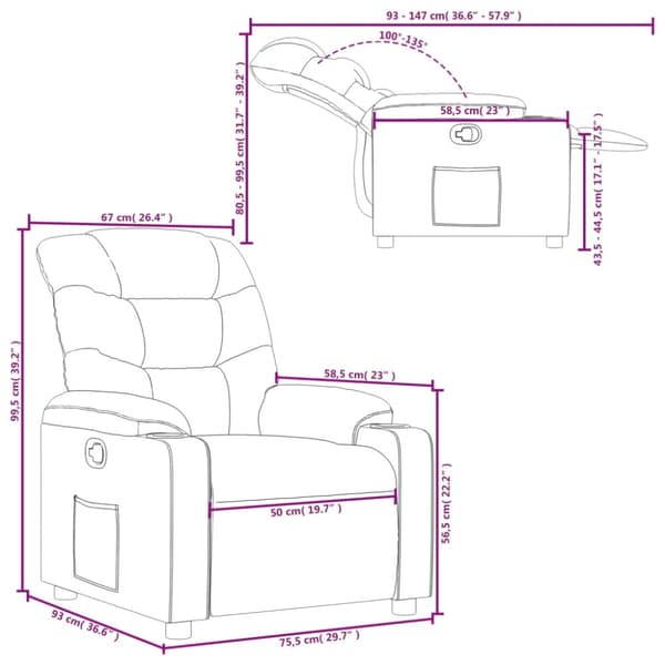 vidaXL Reclinerfåtölj brun konstläder