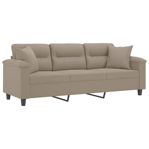 vidaXL 3-sitssoffa med prydnadskuddar taupe 180 cm mikrofibertyg