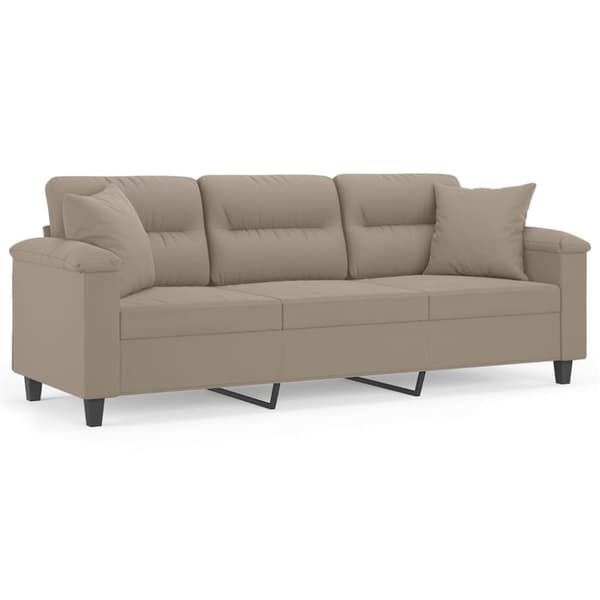 vidaXL 3-sitssoffa med prydnadskuddar taupe 180 cm mikrofibertyg