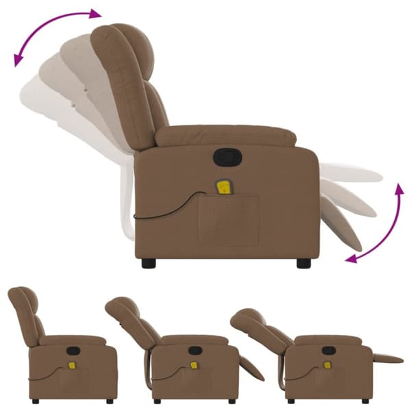 vidaXL Massagefåtölj brun tyg