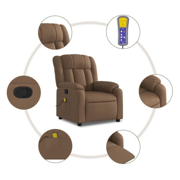 vidaXL Massagefåtölj brun tyg