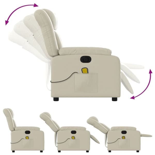 vidaXL Elektrisk massagefåtölj gräddvit konstläder