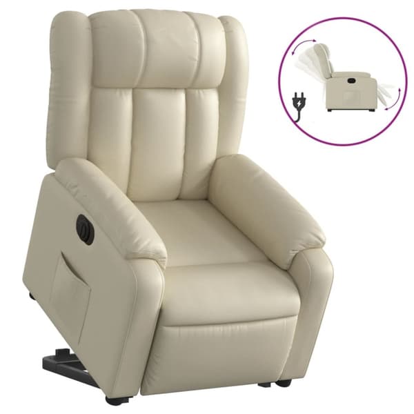 vidaXL Reclinerfåtölj med uppresningshjälp gräddvit konstläder