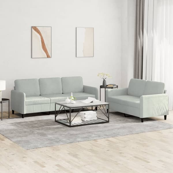 vidaXL sofasæt 2 dele velour lysegrå