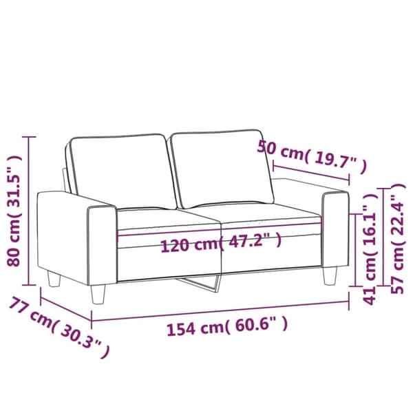 vidaXL 2-sitssoffa gräddvit 120 cm tyg