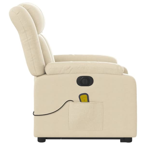 vidaXL Elektrisk massagefåtölj med uppresningshjälp gräddvit tyg